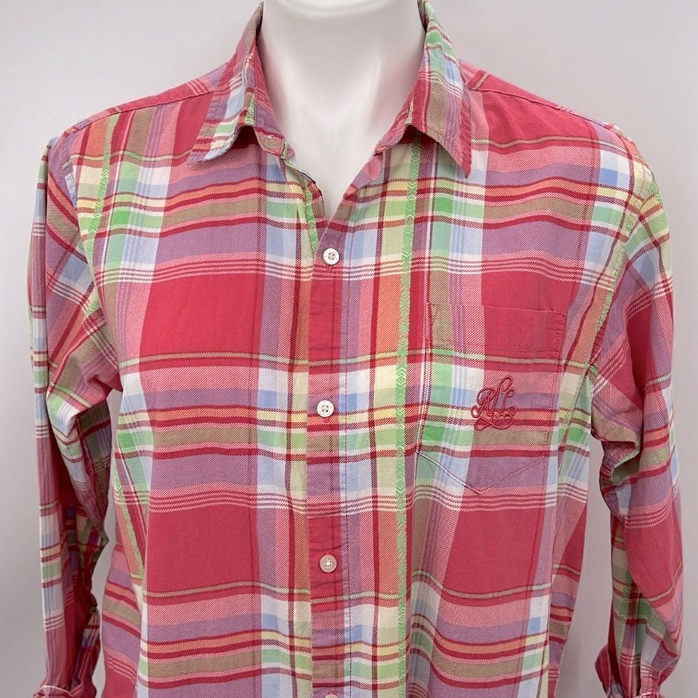 Lauren Ralph Lauren pink white plaid sleep shirt medium